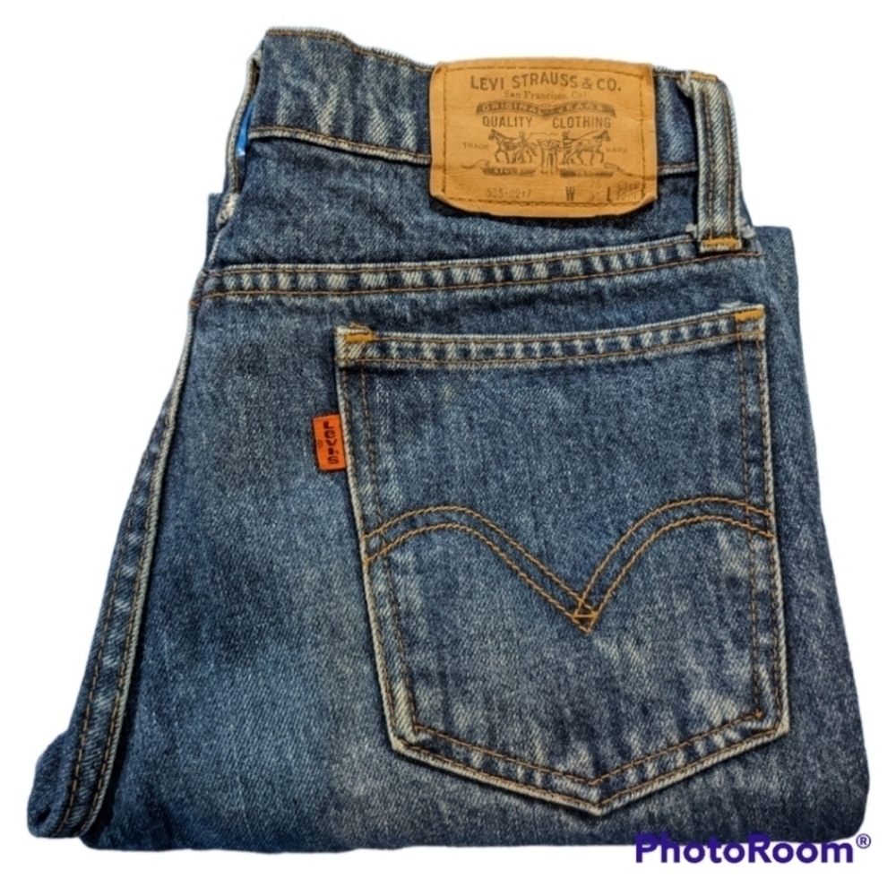 Vintage Levi's 535 Orange Tab Light/Medium Wash Straight Leg Jeans sz 28